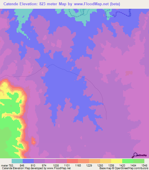 Catende,Angola Elevation Map