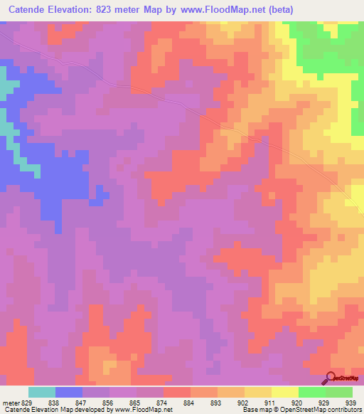 Catende,Angola Elevation Map