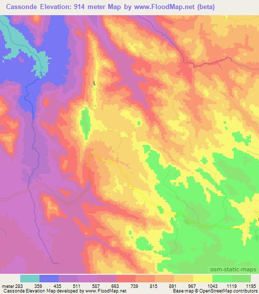 Cassonde,Angola Elevation Map
