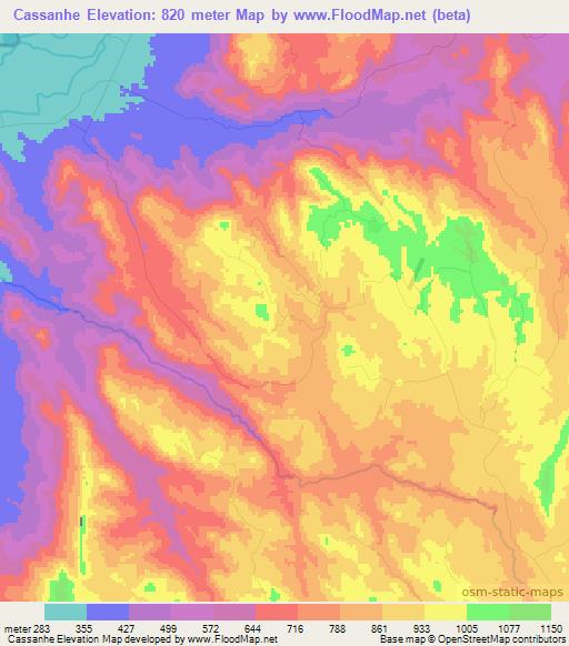 Cassanhe,Angola Elevation Map