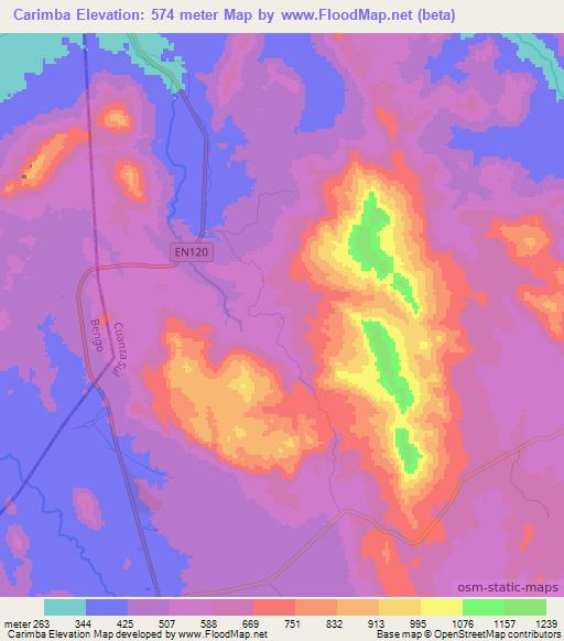 Carimba,Angola Elevation Map