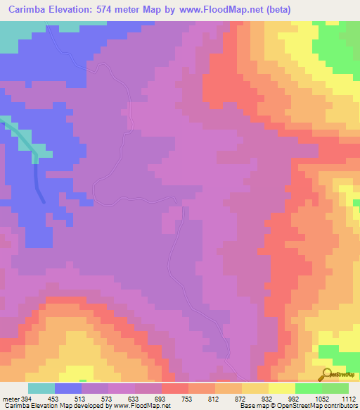 Carimba,Angola Elevation Map