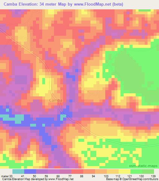 Camba,Angola Elevation Map