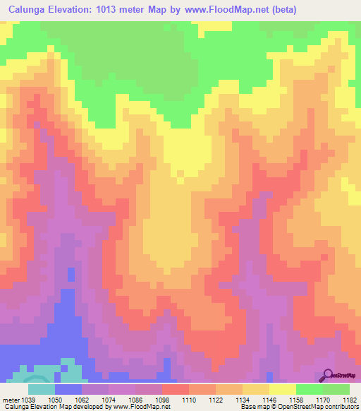 Calunga,Angola Elevation Map