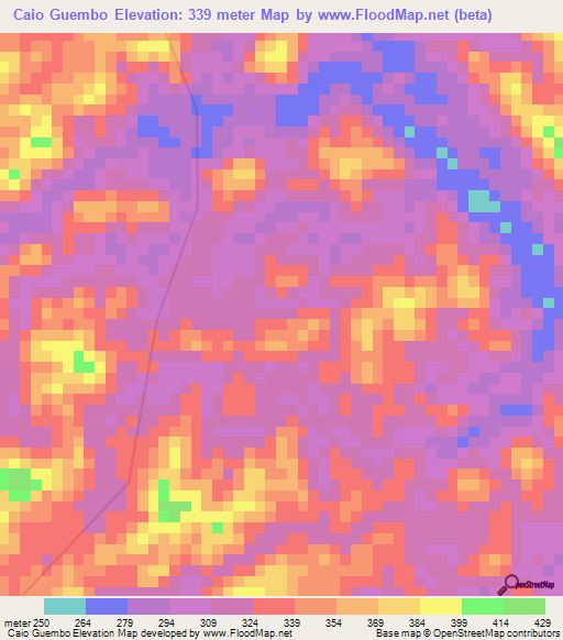 Caio Guembo,Angola Elevation Map