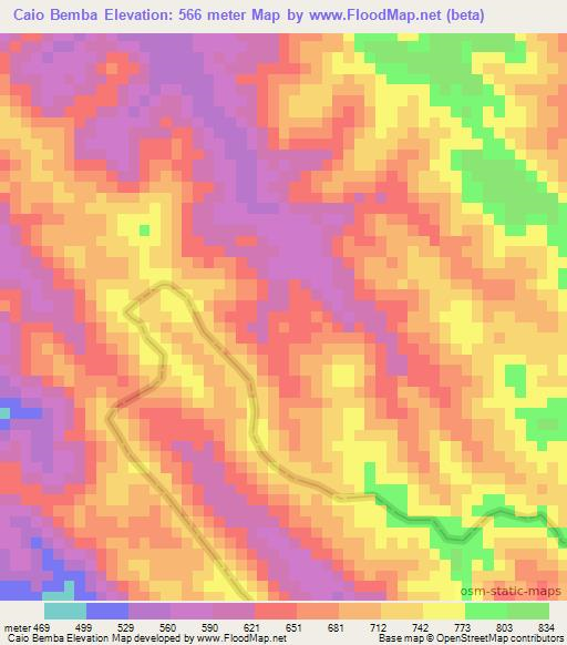 Caio Bemba,Angola Elevation Map