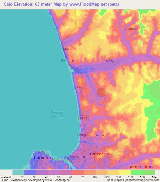 Caio,Angola Elevation Map