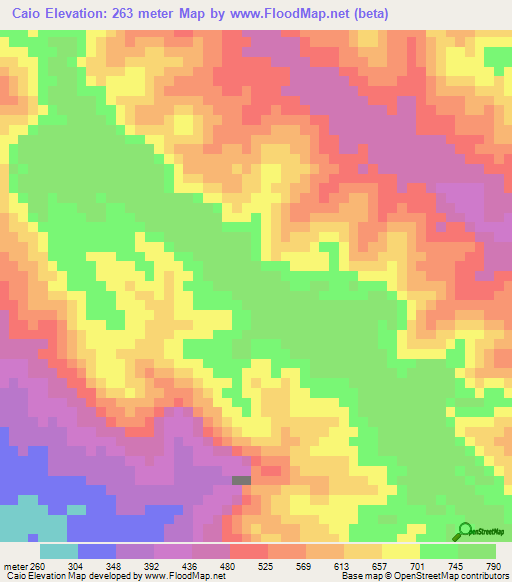 Caio,Angola Elevation Map