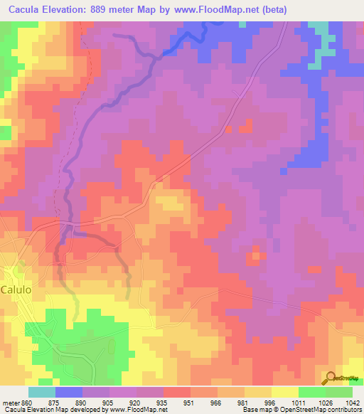 Cacula,Angola Elevation Map