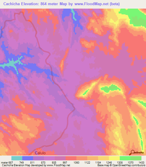 Cachicha,Angola Elevation Map