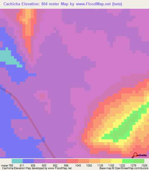 Cachicha,Angola Elevation Map