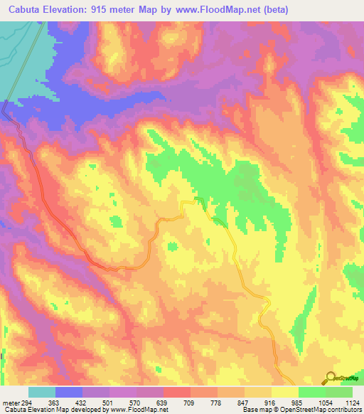 Cabuta,Angola Elevation Map