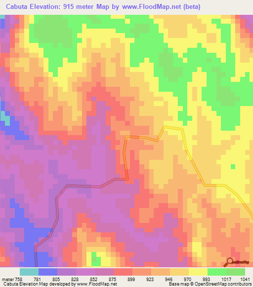 Cabuta,Angola Elevation Map
