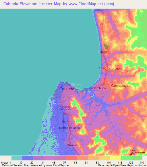 Cabinda,Angola Elevation Map