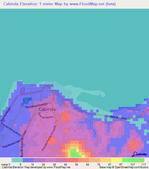 Cabinda,Angola Elevation Map