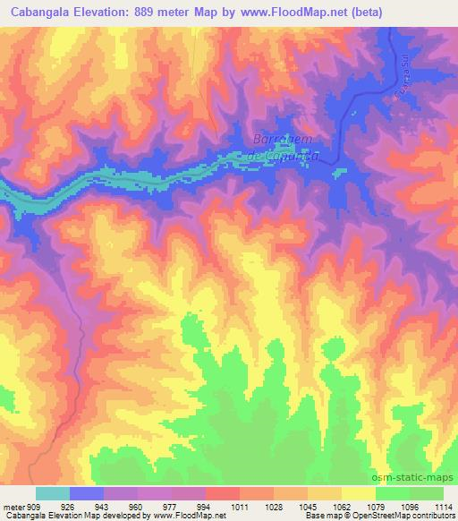 Cabangala,Angola Elevation Map