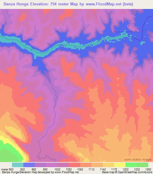 Banza Hunga,Angola Elevation Map