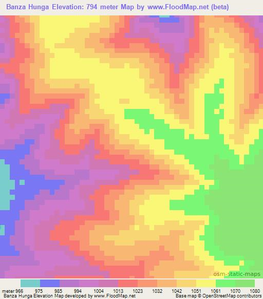 Banza Hunga,Angola Elevation Map
