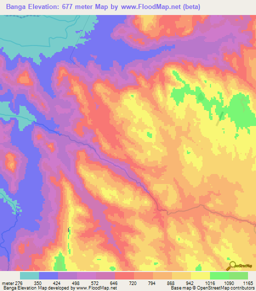 Banga,Angola Elevation Map