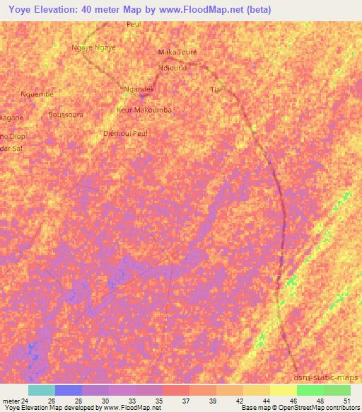 Yoye,Senegal Elevation Map