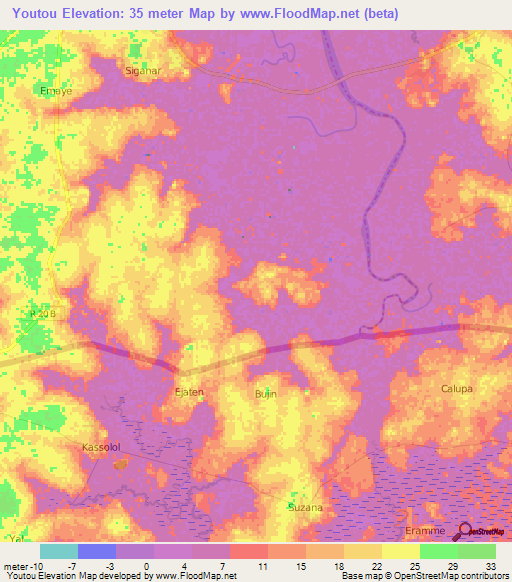 Youtou,Senegal Elevation Map