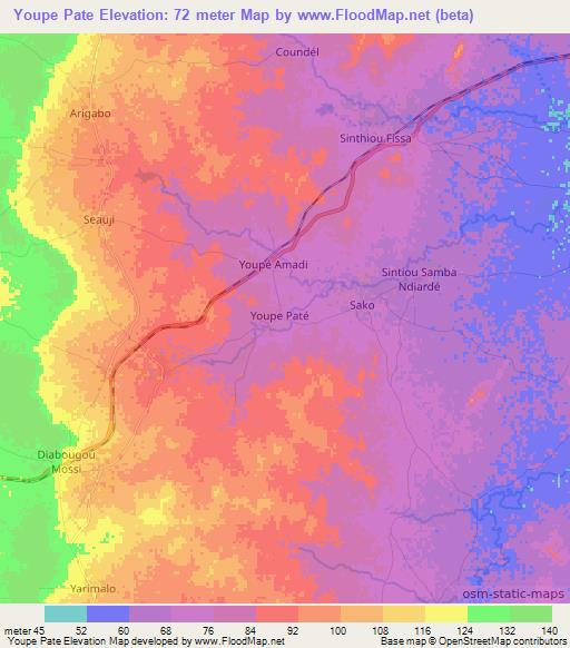 Youpe Pate,Senegal Elevation Map