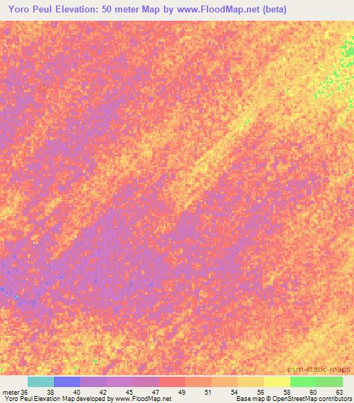 Yoro Peul,Senegal Elevation Map