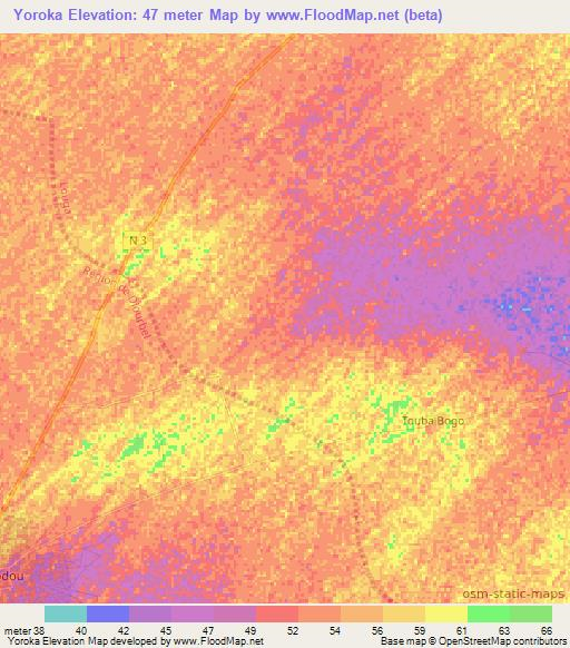 Yoroka,Senegal Elevation Map