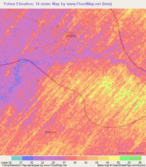 Yolma,Senegal Elevation Map