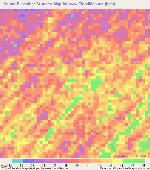 Yolma,Senegal Elevation Map
