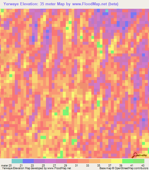 Yerwaye,Senegal Elevation Map