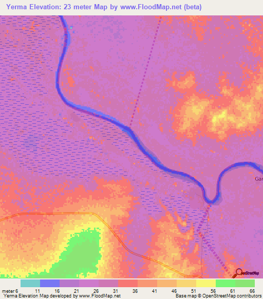 Yerma,Senegal Elevation Map