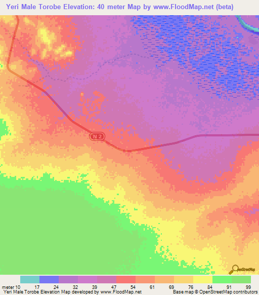 Yeri Male Torobe,Senegal Elevation Map