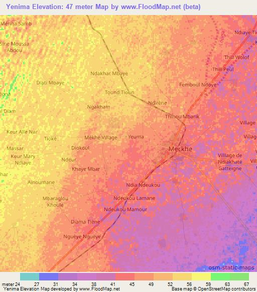 Yenima,Senegal Elevation Map