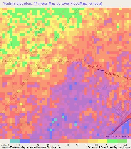 Yenima,Senegal Elevation Map