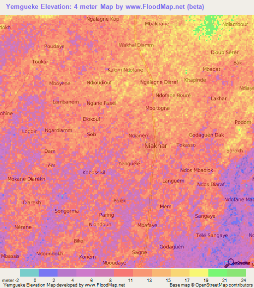 Yemgueke,Senegal Elevation Map