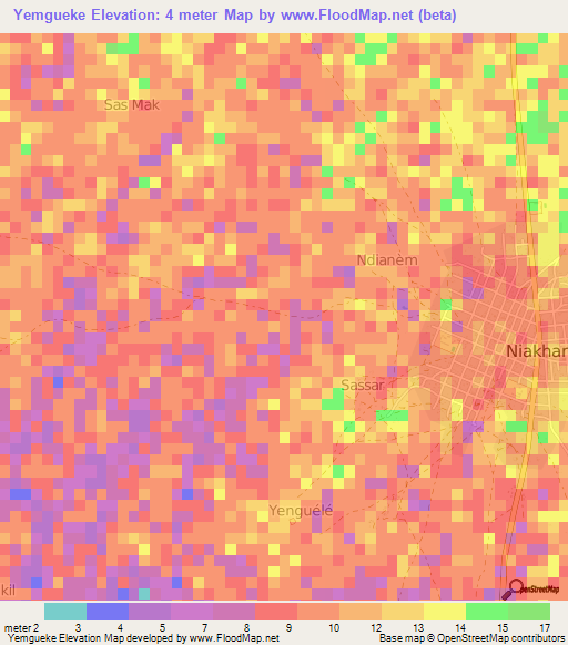 Yemgueke,Senegal Elevation Map