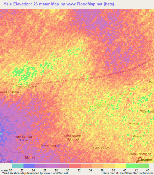 Yele,Senegal Elevation Map