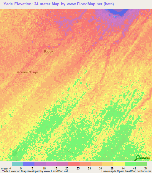 Yede,Senegal Elevation Map