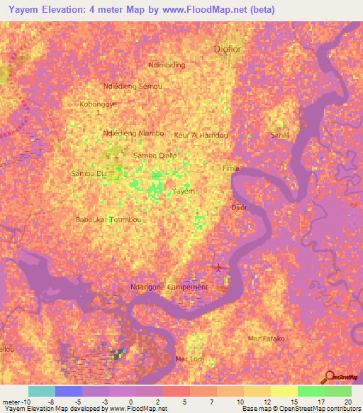 Yayem,Senegal Elevation Map