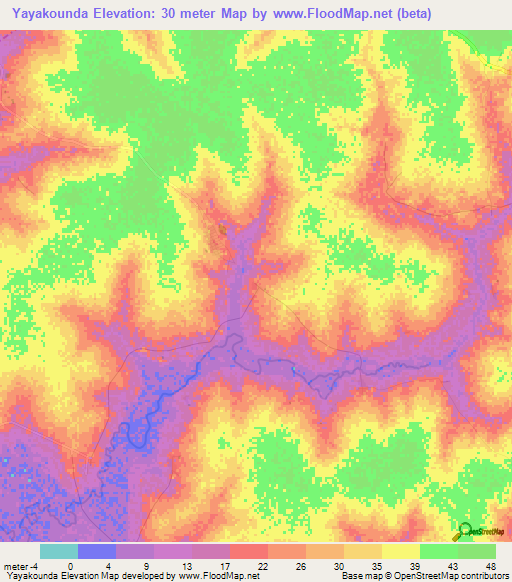 Yayakounda,Senegal Elevation Map