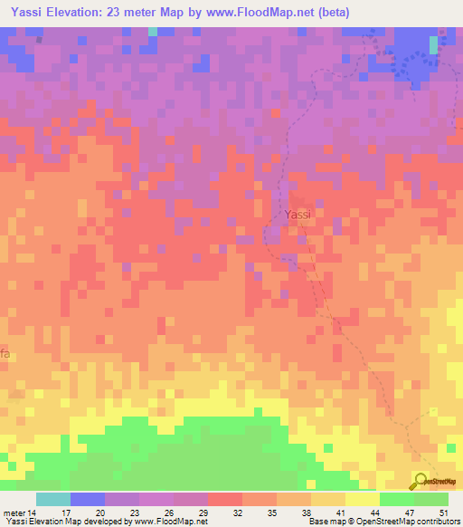 Yassi,Senegal Elevation Map