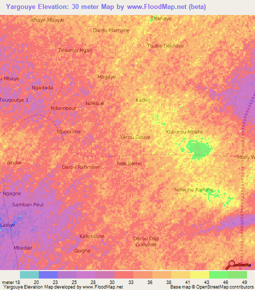 Yargouye,Senegal Elevation Map