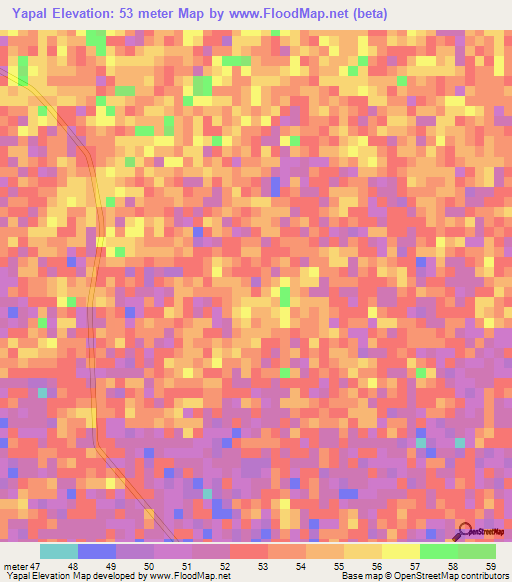 Yapal,Senegal Elevation Map