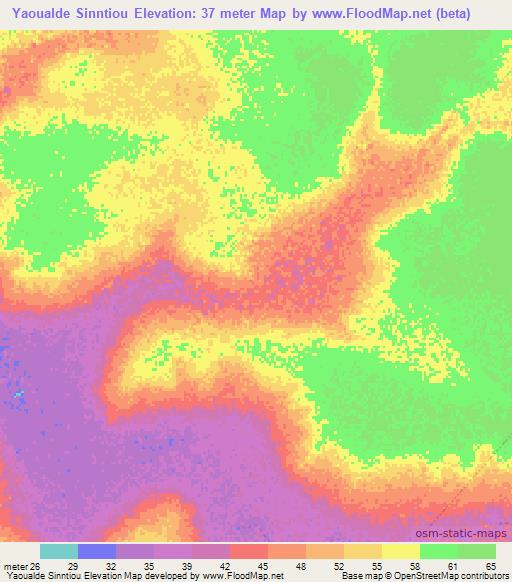 Yaoualde Sinntiou,Senegal Elevation Map