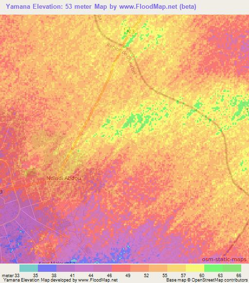Yamana,Senegal Elevation Map