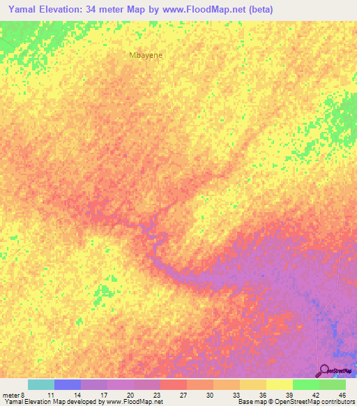 Yamal,Senegal Elevation Map