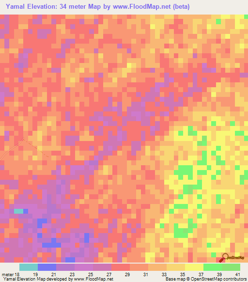 Yamal,Senegal Elevation Map