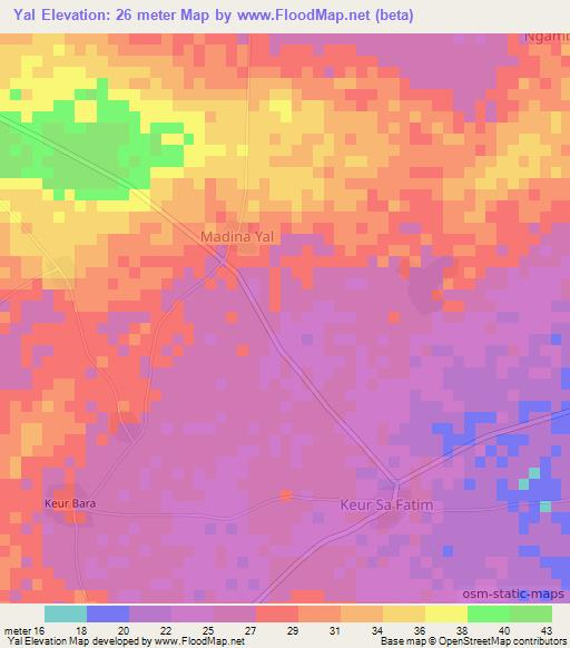Yal,Senegal Elevation Map