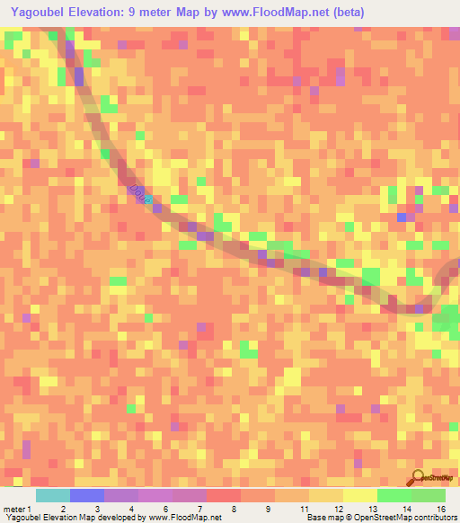 Yagoubel,Senegal Elevation Map